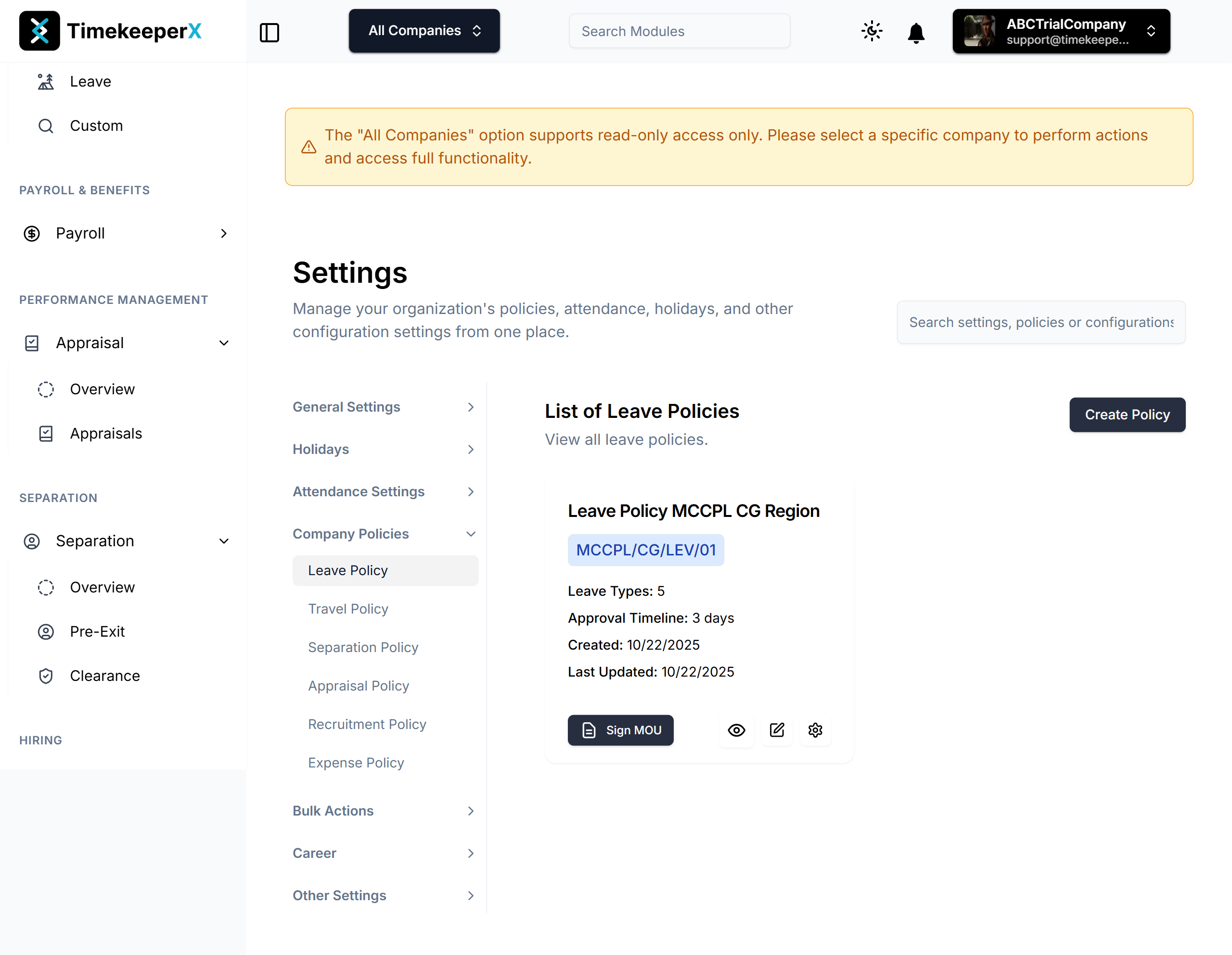 Leave Policy Configuration